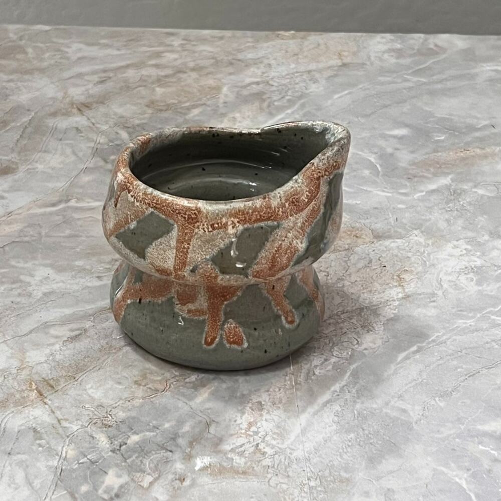 Studio Art Pottery Ceramic Creamer Cup 4" Textured Glaze Rustic Design